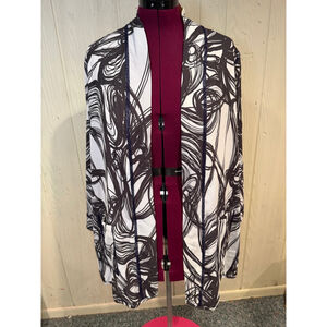 Women's Lemon Grass Reversible open blazer M White Black Abstract Print